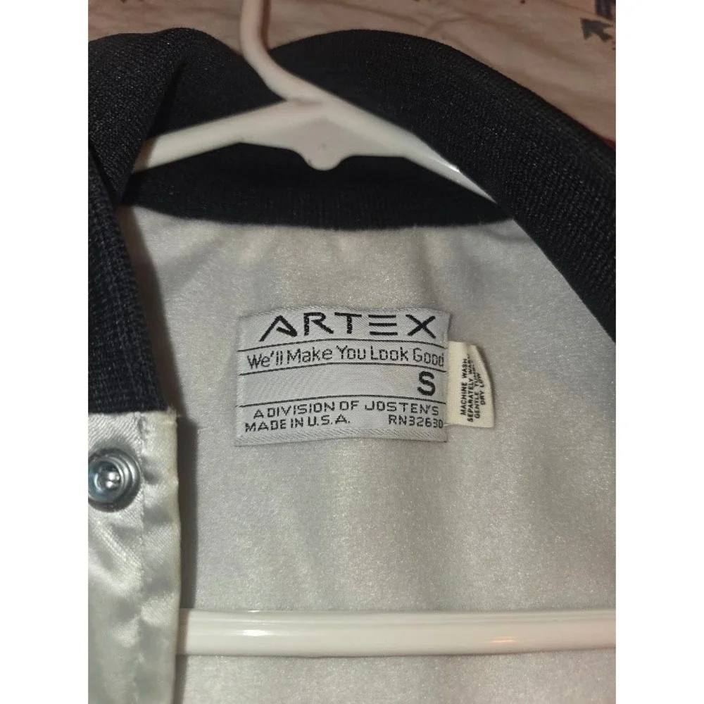 Vintage Artex US Air Force Italy Satin Bomber Jacket Silver Mens Small USA Made